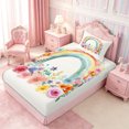 thumbnail image 2 of Manfei Cartoon Rainbow Twin Fitted Sheet 2 Pieces,Watercolor Flowers Bedding,1 Fitted Sheet and 1 Pillowcase, 2 of 4