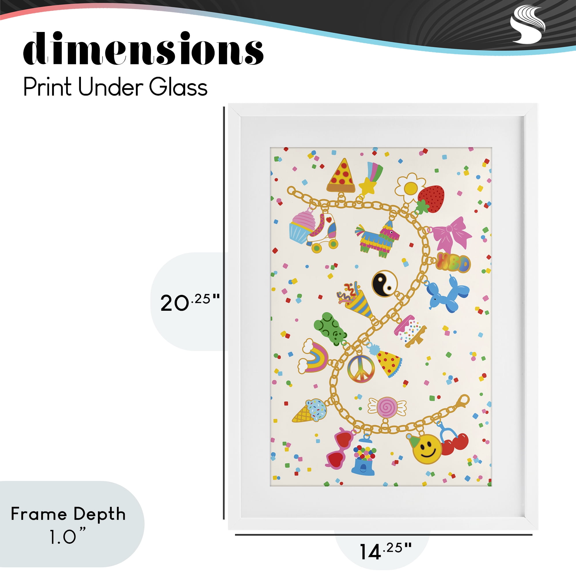 Stupell Industries Playful Party Charm Bracelet White Framed Print Under Glass, design by Nadia Hassan
