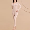 thumbnail image 2 of Dianli Pajama Set Sleepwear Women Fashion Winter Velvet Solid Color Double Sided Velvet Warm Round Neck Long Sleeve Top And Pants Soft Insulated Cozy Homewear Loungewear Nightwear, 2 of 9