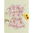 thumbnail image 3 of Bagilaanoe 2pcs Toddler Baby Girl Shorts Set Short Sleeve Floral T Shirt Tops + Wide Leg Shorts 12M 18M 24M 3T 4T 5T Kids Casual Summer Clothes, 3 of 9