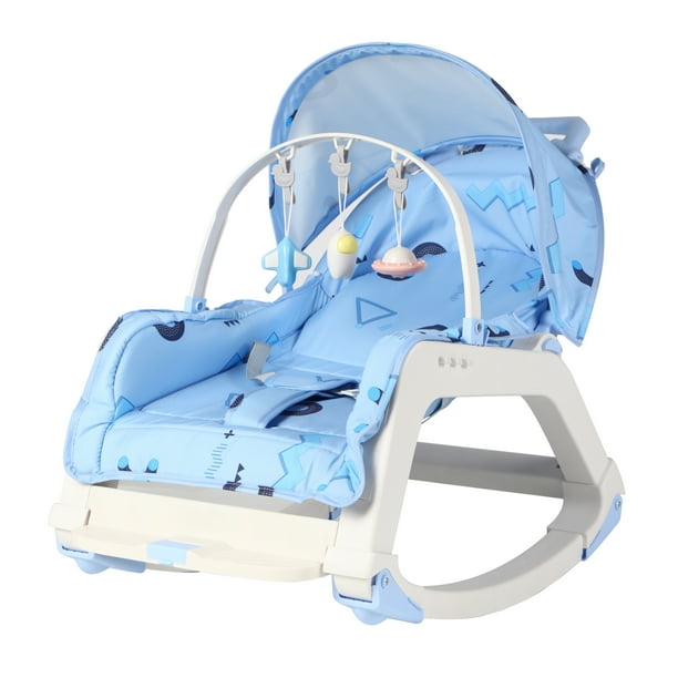 Silla Acolchada Multifuncional Con ruedas para Bebé Con charola y figuras móviles Color Azul
