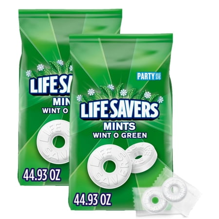 LIFE SAVERS Wint-O-Green Breath YPF5 Mint Bulk Hard Candy  Party Size 44.93 oz Bag (Pack of 2)