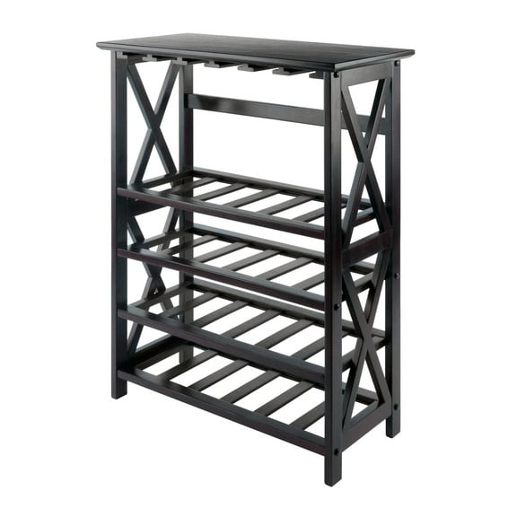 Contemporary Home Living Rio Wine Rack, 24-Bottle, Glass Hanger