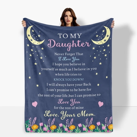 Daughter Gift Encouragement Aspiration Hope Blue Fleece Blanket Sofa Bed Travel Camping Polyester Throw Shipped From USA Soft Warm Comfortable Flannel Blanket Ideal For Family Friends Gift