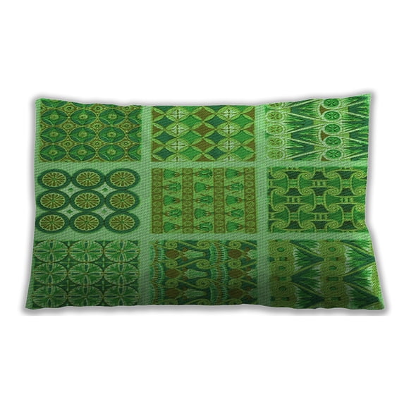 Ahgly Company Patterned Outdoor Rectangular Emerald Green Lumbar Throw Pillow, 13 inch by 19 inch