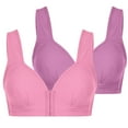 thumbnail image 2 of Aboser Women's Front Close Bras 2 Pcs Pack Full Coverage Wireless Bras Plus Size Support Bra Comfort Everyday Push Up Underwear Front Buckle Corset, 2 of 9