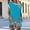 Blue, variant on 2 Piece Shorts Set for Women Contrasting Neckline Short Sleeve and Drawstring Waist Printed Shorts Summer Casual Set Daily Home Wear Outdoors with Pockets