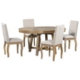 5 Piece Round Dining Table Set, HANSHE Dining Set with Extendable Table ...