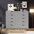 thumbnail image 7 of EastVita Fluted 5 Drawer Storage Dresser - Tall Modern Chest with Ample Deep Drawers and Wide Top - Wooden Organizer for Living Room/Hallway/Kids Room - Gray, 7 of 7