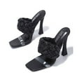 thumbnail image 3 of CAPE ROBBIN Tremble Black High Heel Open Toe Clear Mule Woven Pumps Sandals (BLACK, 8), 3 of 6