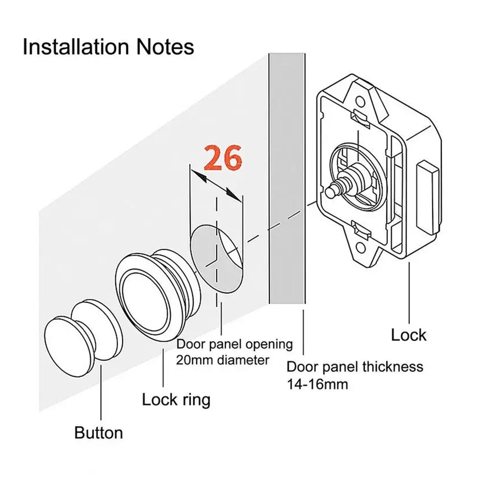 Camper Car Push Lock Keyless RV Push Cabinet Locks Metal Boat Cabinet Cupboard Push Button Compartment Latch Catches Locks