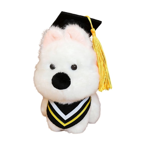 Terrier Plush Keychain Doll, Soft Stuffed Animal Pendant Accessory, Graduation Souvenir Decorative Charm, Lightweight Portable Plush Keyring For Bag Backpack Ornament Gift