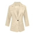 thumbnail image 3 of Mgmyaa Women's Blazer Fashion Casual Fake Pocket Buttoned 3/4 Sleeve Lapel Slim Fit Button Open Front Suit Jackets Officewear, 3 of 6