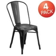 thumbnail image 4 of Commercial Grade 4 Pack Distressed Black Metal Indoor-Outdoor Stackable Chair, 4 of 9