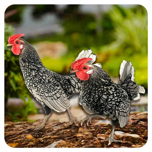 ICERUN 2Pcs Garden Statues,Acrylic Polish Chicken Sculpture Yard Decor,Natural Vitality Statues Garden Decor for Outside,Style1