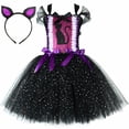 thumbnail image 2 of Disfraz de gato negro con purpurina para niñas, vestido de tul con tutú elegante para fiesta de cumpleaños de carnaval, disfraces de gatitos y animales para Halloween para niños pequeños, 2 of 5