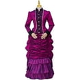 thumbnail image 2 of Women's Victotian Bustle Dress Gown Back to the Future Clara Clayton Purple Dress, 2 of 7