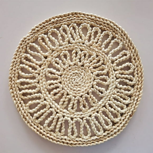 Nvzi Cesta de pared bohemia, decoración de pared de mimbre de ratán de algas marinas, arte de pared redondo ecológico para la sala de estar, el dormitorio,la cocina y el hogar (estilo A)