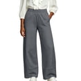 thumbnail image 2 of CHGBMOK High Waisted Straight Linen Pants for Women Elastic Waist Trousers Casual Comfy Pants with Side Pockets, 2 of 6