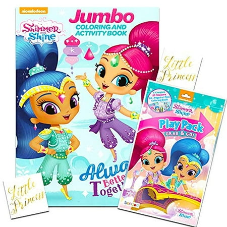 Shimmer and Shine Coloring Book Bundle Set -- 2 Books, Over 50 Stickers, Crayons and Licensed "Little Princess" Stickers (Shimmer and Shine Party Supplies)