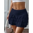 thumbnail image 5 of Flowy Skirts for Women Ruffle Bow-Knot Skorts Mini Skirts High Waisted Tennis Skort Summer Skirts Navy Blue XL, 5 of 8
