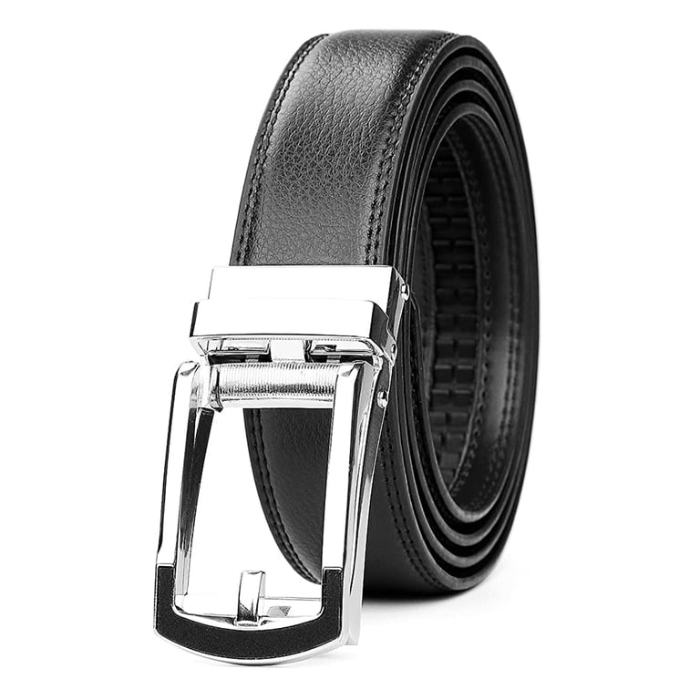 JASGOOD Men's Leather Ratchet Dress Belt, Black photo 4