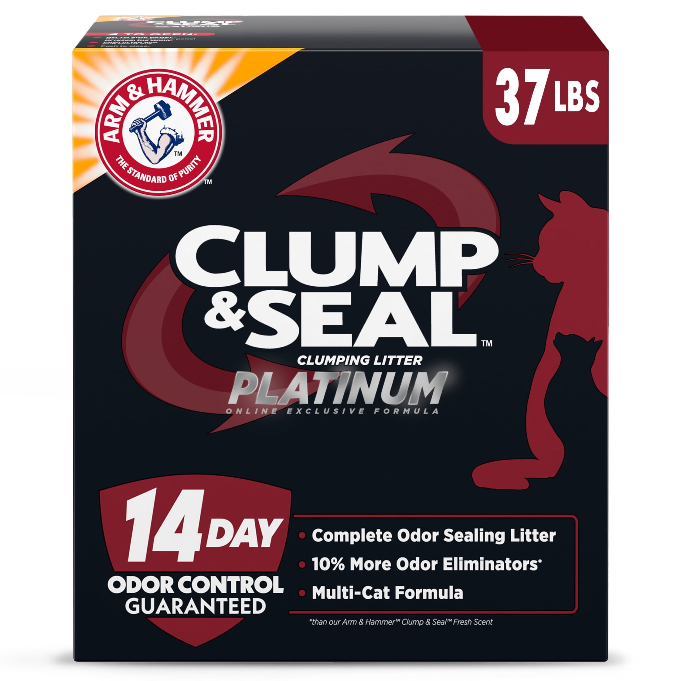 (2 pack) ARM & HAMMER Clump & Seal Platinum Clumping Cat Litter, 24/7 Odor Control, Scented, 37 lbs