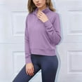 thumbnail image 5 of Stamzod Cropped Sweatshirts for Women 2025 Solid Color Quarter Zip Pullover Women Tops with Pocket Fall Fashion Must Haves Purple M, 5 of 6