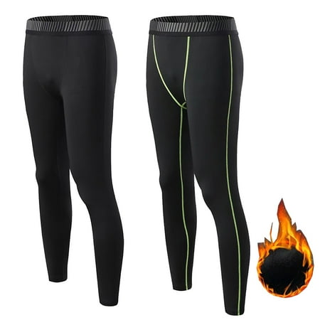 GYRATEDREAM 2 Pack Youth Boys Compression Leggings Sports Tights Fleece Lined Thermal Base Layer Pants 5-10T