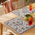 thumbnail image 4 of Floral Placemats Set of 8, Ethnic Flower Paisley Feather Brown Linen Texture Non-Slip Place Mats Washable Table Mats for Kitchen Dining Table Decorations Indoor/Outdoor, 4 of 9