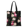 thumbnail image 1 of JSDART Sac Fourre-Tout en Toile Motif Floral Pivoines Blanches et Roses sur Band Réutilisable Sac à Provisions, 1 of 1