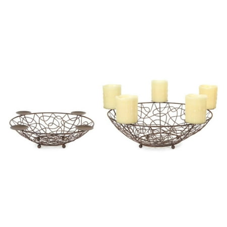 UPC 762152838992 product image for Set of 2 Brown Metal Display Bowls with Candle Holders 14