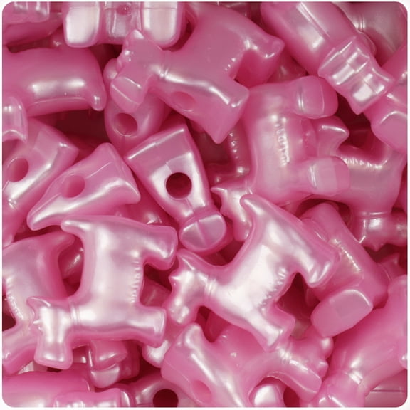 BeadTin Light Pink Pearl 24mm Scotty Dog Pony Beads (24pcs)