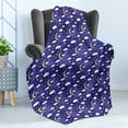 thumbnail image 4 of Sky Soft Flannel Fleece Throw Blanket, Cartoon Night Themed Pattern of Continuous Moon Stars and Clouds, Cozy Plush for Indoor and Outdoor Use, 60" x 80", Dark Lavender Mustard, by Ambesonne, 4 of 5