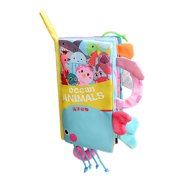 Libros para bebés, juguetes suaves para educación temprana, juguete sensorial, libro de tela con cola para relleno de medias, regalos de ducha, niños animales marinos