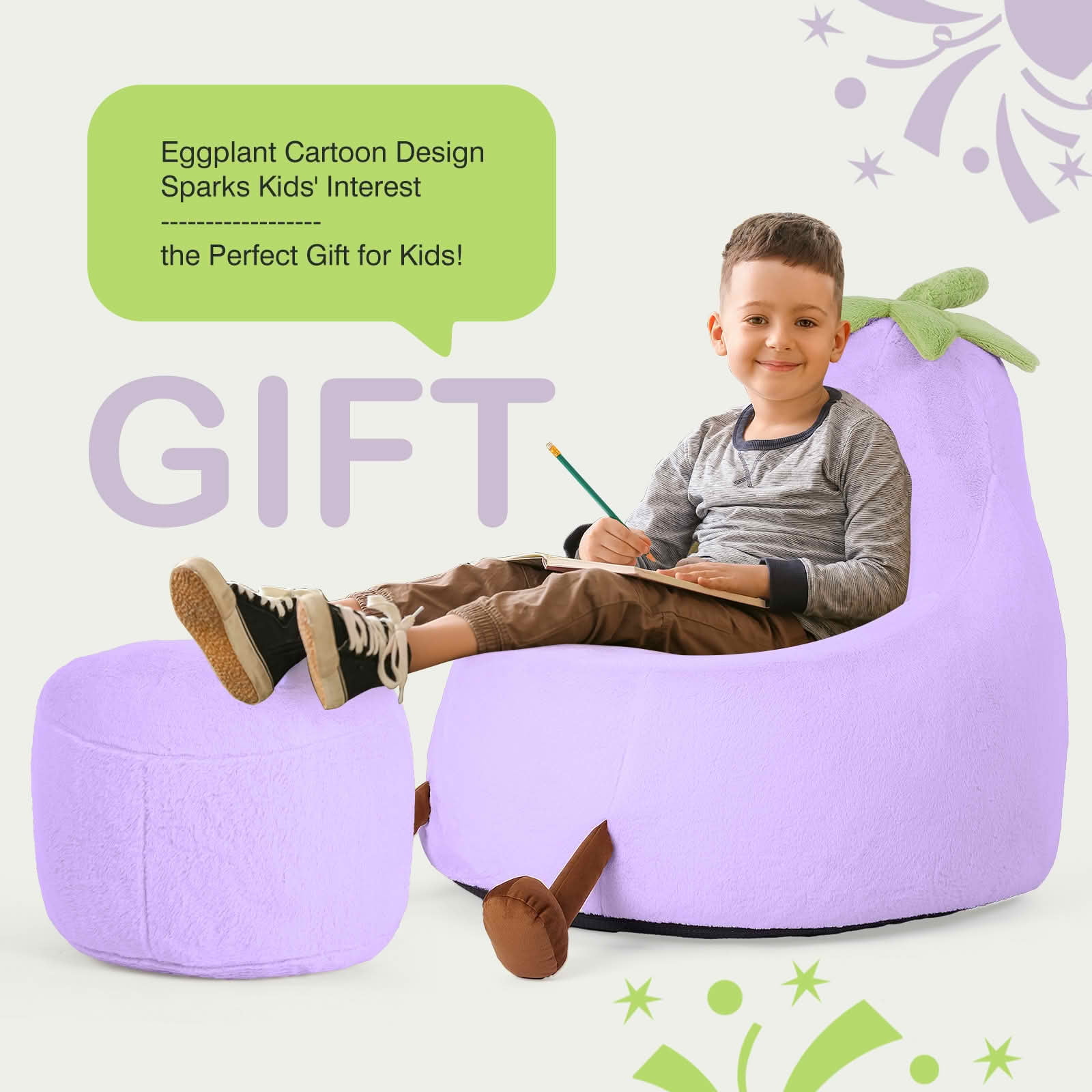MAYEERTY Toddler Children's Bean Bag Chair Artificial Rabbit Fur Cover Teenager Filled Sofa