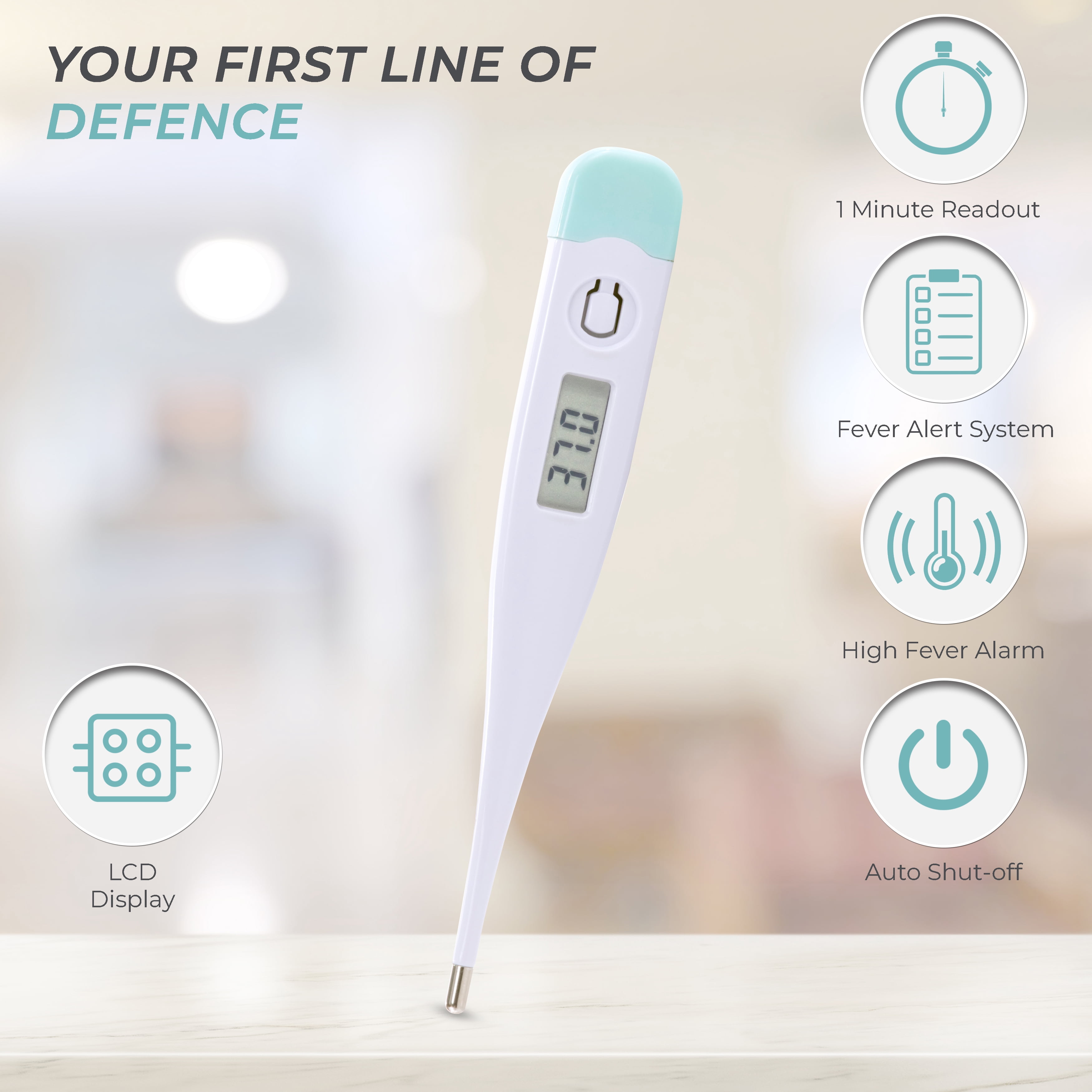 Hit Notion Celsius Digital Thermometer for Babies, Children and Adults Fast Accurate Readout, 3 in One Functionality Oral, Armpit, Rectal, Easy to See Digital Readout Memory Automatic Shutoff