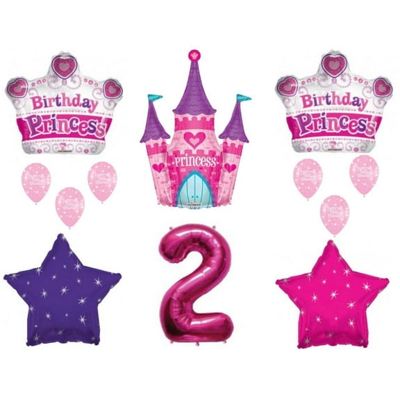 Princess Castle  2nd Birthday Party Balloons Decoration Supplies Second Crown