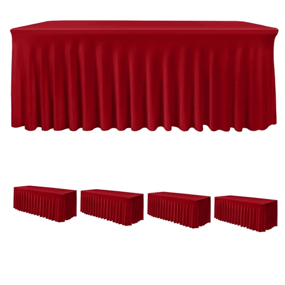 Table Skirts HolidayIdeas, spandex rojo, paquete de 4 unidades para mesa de 4 pies