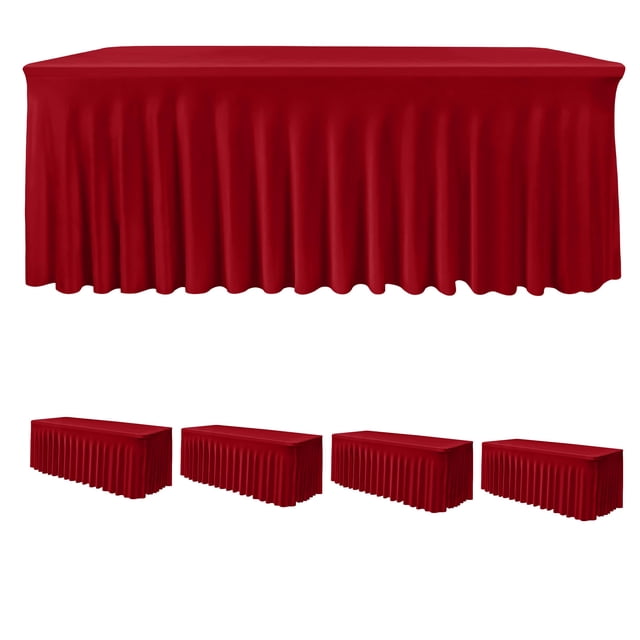 Table Skirts HolidayIdeas, spandex rojo, paquete de 4 unidades para mesa de 4 pies