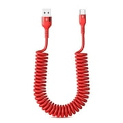 Curly USB A to USB C Cord 5A Spring USB C Cable Home,Travel Car Spring Fast Charging Cable Accessories