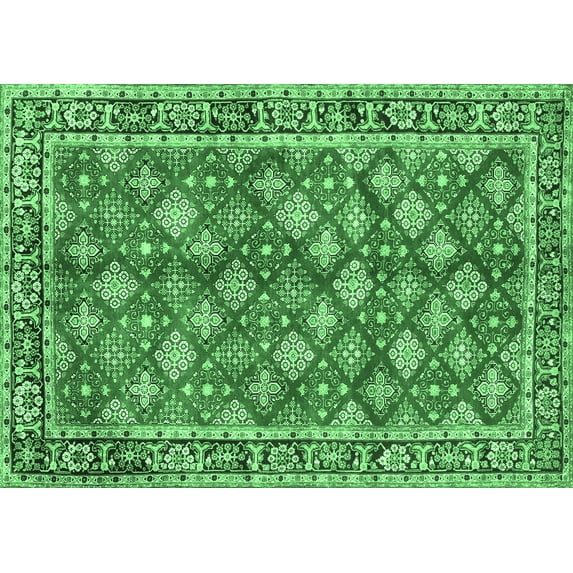 Ahgly Company Indoor Rectangle Persian Emerald Green Traditional Area Rugs, 4' x 6'