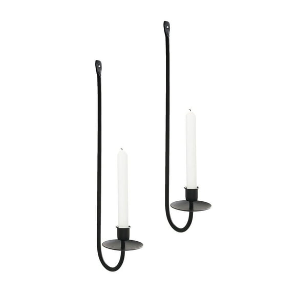 Wall Candle Sconces, Modern Metal Wall Candle Holders for Living Room, Farmhouse, and Weddings, Black, 2 Pcs