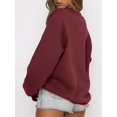 thumbnail image 4 of Chandail à Manches Longues pour Femmes, Col Rond Décontracté, Coupe Ample, Chandail à Capuche, Polaire, Automne, 4 of 6