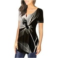 thumbnail image 6 of GaThRRgYP Womens Blouses and Tops Dressy,Womens Summer Casual V- Neck Hide Belly Short Sleeve T- Tunic Blouses Black XXL, 6 of 6
