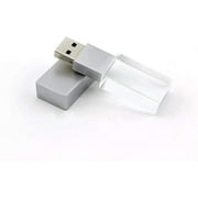 HOPAS New Crystal Transparent Rectangle Genuine USB Flash Drive Wedding Gift Pen Drive,Silver (32GB)