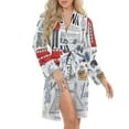 thumbnail image 5 of London Double Decker Bus Night Robe Long Sleeve V Neck Robe With Belt Women's Sleepwear Dresses, 5 of 9