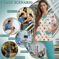 thumbnail image 6 of Yspwyqan Dog Paw Scrubs for Women Set, 2 Piece V-Neck Short Sleeve Scrub Top & Straight Leg Cargo Pants, Stretchy Breathable Nurse Unforms with 6 Pockets for Pet Grooming, Size S, 6 of 7