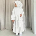 thumbnail image 6 of IDOPIP Kids Girls Muslim Chiffon Abaya Open Front Cardigan Modest Dress with Hijab Middle East Arabian Robe, 6 of 8