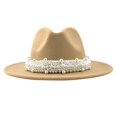 thumbnail image 1 of Minnieouse Cashmere Fedora Hat Womens Wide Brim Hats Dress Bowler Hat Cap Sombreros Camello, 1 of 1